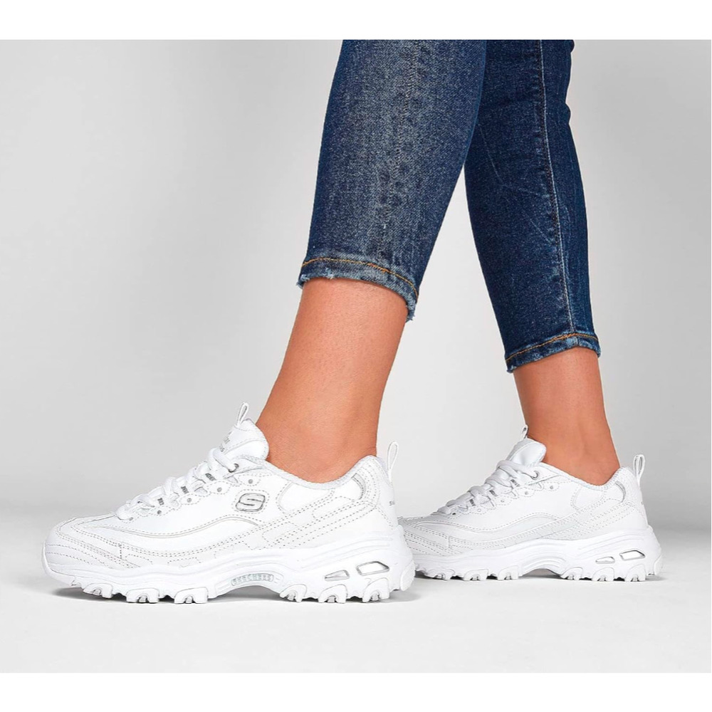 Skechers Women's White Chunky Lace-Up Athletic Sneakers